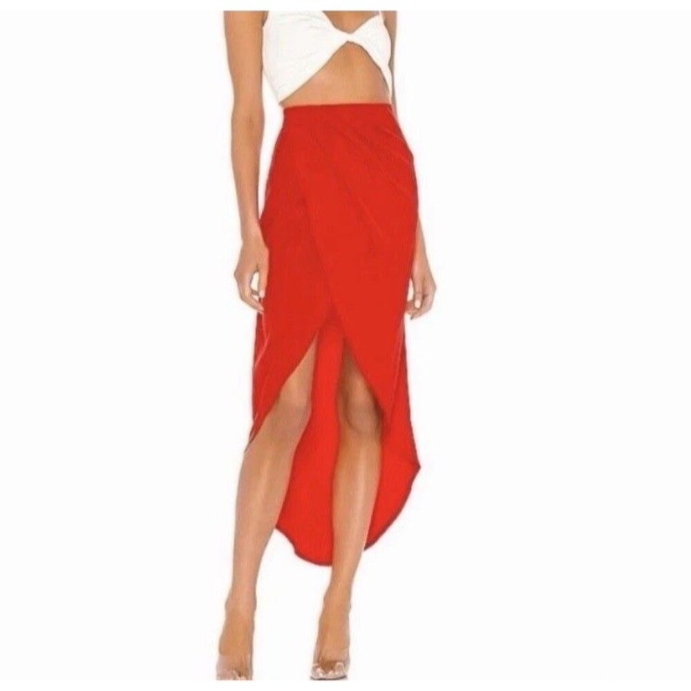 Superdown Revolve Arielle Slit Maxi Skirt Red Hi Low Small